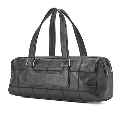 CHANEL Shoulder Bag, Chocolate Bar Logo, Caviar Skin, Black, Silver-Tone Hardware, Pre-Owned - Vintage La Charme