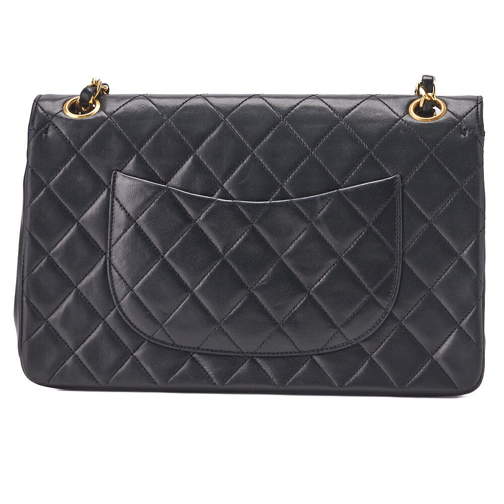 Chanel Shoulder Bag Matelasse Double Flap Lambskin Black Gold-Tone Hardware Pre-Owned - Vintage La Charme