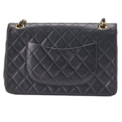 Chanel Shoulder Bag Matelasse Double Flap Lambskin Black Gold-Tone Hardware Pre-Owned - Vintage La Charme
