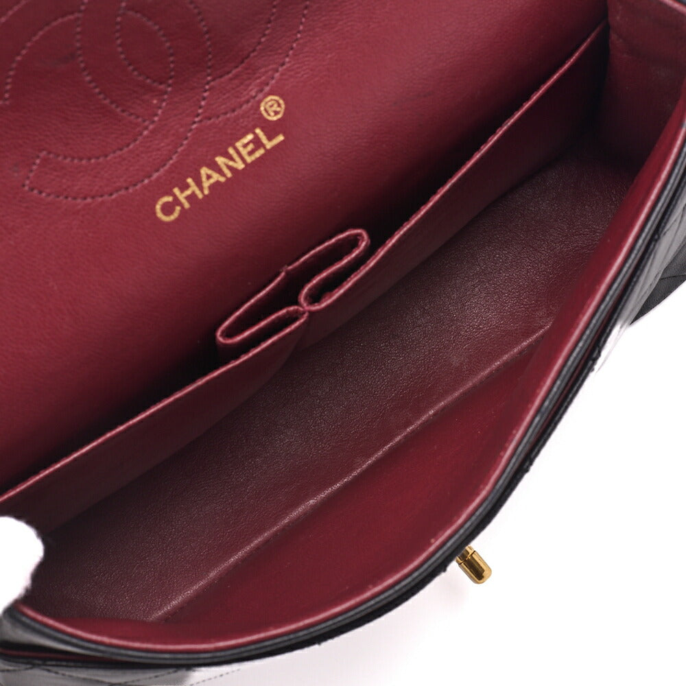 Chanel Shoulder Bag Matelasse Double Flap Lambskin Black Gold-Tone Hardware Pre-Owned - Vintage La Charme