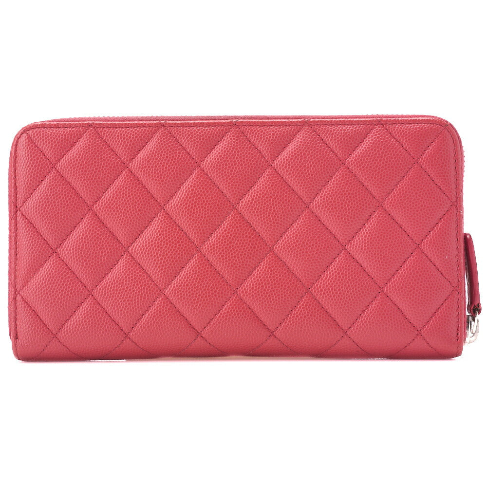 CHANEL Long Wallet Matelasse Caviar Leather Pink Silver-Tone Hardware Pre-Owned - Vintage La Charme