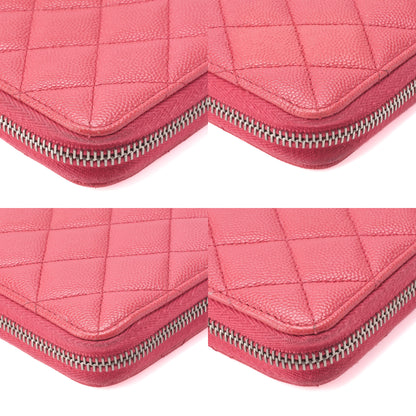 CHANEL Long Wallet Matelasse Caviar Leather Pink Silver-Tone Hardware Pre-Owned - Vintage La Charme