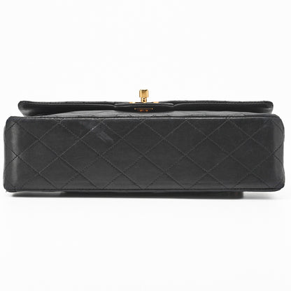 CHANEL Shoulder Bag, Matelasse Double Flap, Lambskin, Black, Gold-Tone Hardware, Pre-Owned - Vintage La Charme