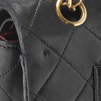 CHANEL Shoulder Bag, Matelasse Double Flap, Lambskin, Black, Gold-Tone Hardware, Pre-Owned - Vintage La Charme