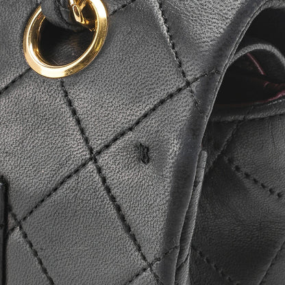 CHANEL Shoulder Bag, Matelasse Double Flap, Lambskin, Black, Gold-Tone Hardware, Pre-Owned - Vintage La Charme