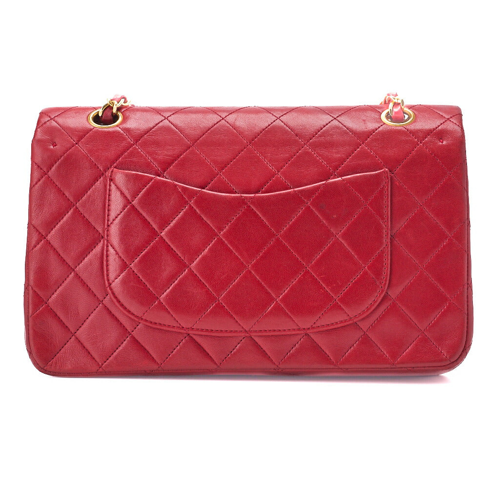 CHANEL Shoulder Bag Matelasse Double Flap Lambskin Red Gold-Tone Hardware Pre-Owned - Vintage La Charme