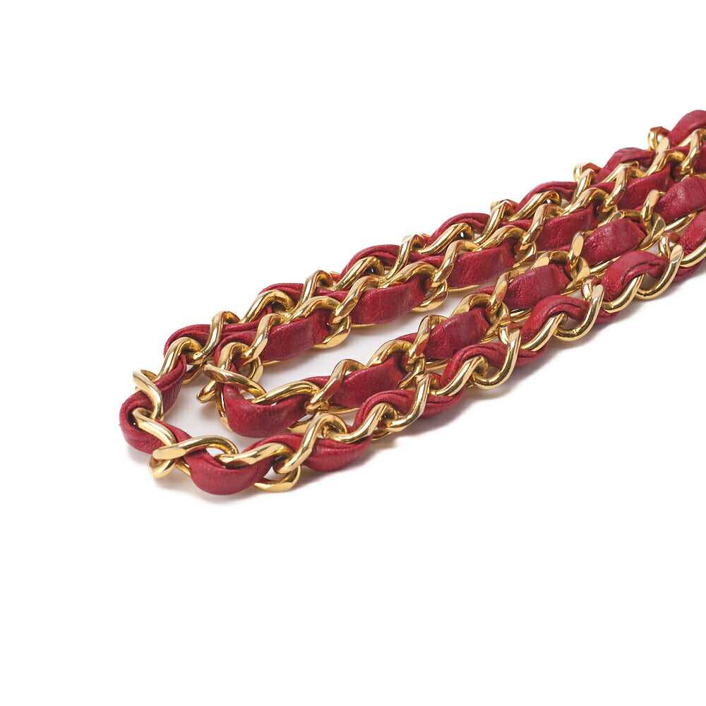 CHANEL Shoulder Bag Matelasse Double Flap Lambskin Red Gold-Tone Hardware Pre-Owned - Vintage La Charme