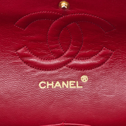 CHANEL Shoulder Bag Matelasse Double Flap Lambskin Red Gold-Tone Hardware Pre-Owned - Vintage La Charme