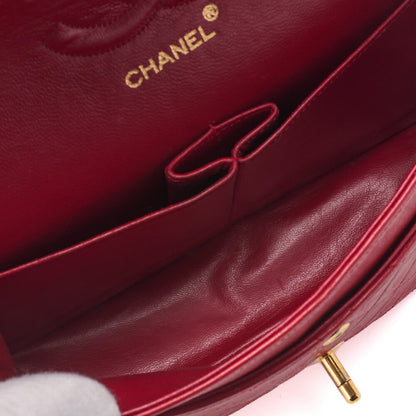 CHANEL Shoulder Bag Matelasse Double Flap Lambskin Red Gold-Tone Hardware Pre-Owned - Vintage La Charme