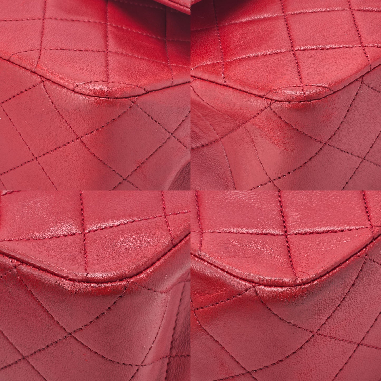 CHANEL Shoulder Bag Matelasse Double Flap Lambskin Red Gold-Tone Hardware Pre-Owned - Vintage La Charme