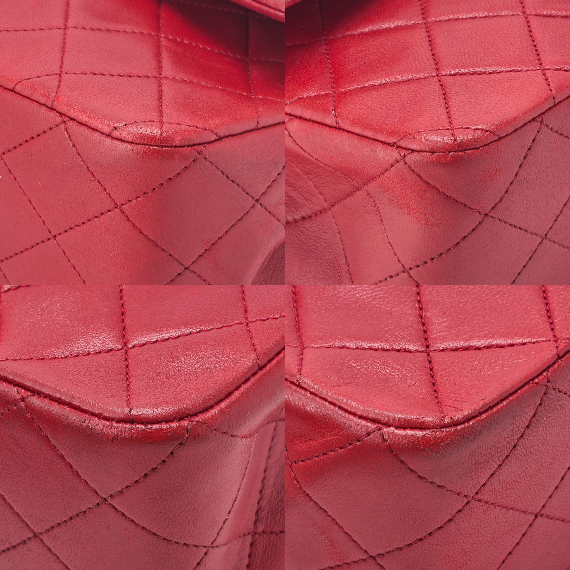 CHANEL Shoulder Bag Matelasse Double Flap Lambskin Red Gold-Tone Hardware Pre-Owned - Vintage La Charme