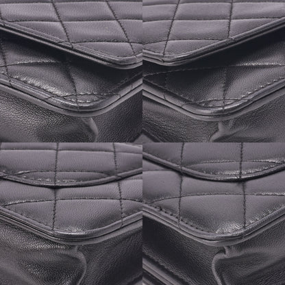 Chanel Chain Wallet Matelasse Lambskin Black Silver-Tone Hardware Pre-Owned - Vintage La Charme