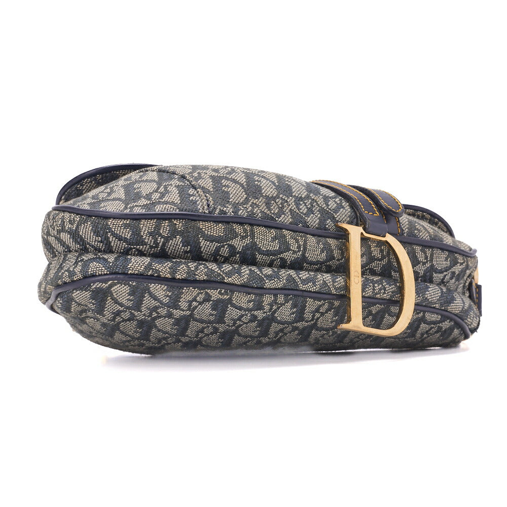 Dior Trotter Saddle Bag, Canvas Leather, Navy, Gold-Tone Hardware, Pre-Owned - Vintage La Charme
