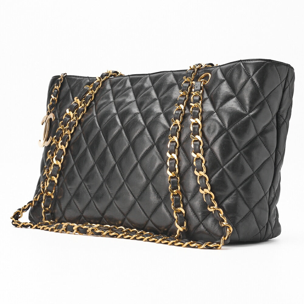 CHANEL Shoulder Tote Bag Matelasse Lambskin Black Gold-Tone Hardware Pre-Owned - Vintage La Charme