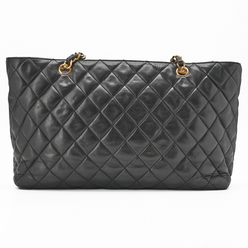 CHANEL Shoulder Tote Bag Matelasse Lambskin Black Gold-Tone Hardware Pre-Owned - Vintage La Charme