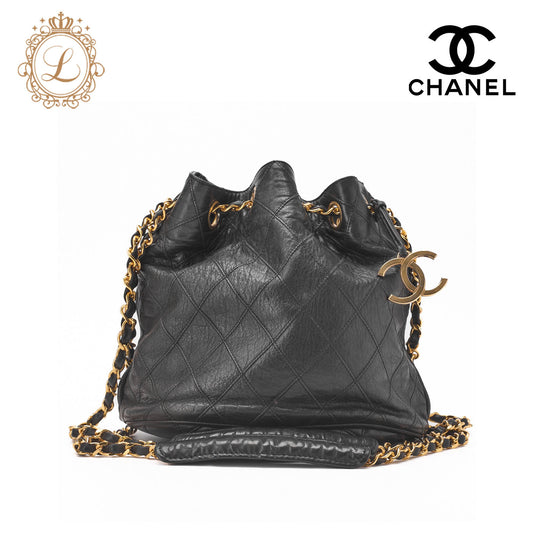 CHANEL Shoulder Bag, Bicolore, Coco Charm, Lambskin, Black, Gold-Tone Hardware, Pre-Owned - Vintage La Charme