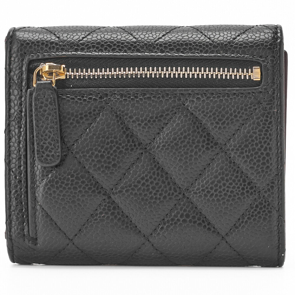 CHANEL Compact Wallet, Matelasse, Caviar Skin, Black, Gold-Tone Hardware, Pre-Owned - Vintage La Charme