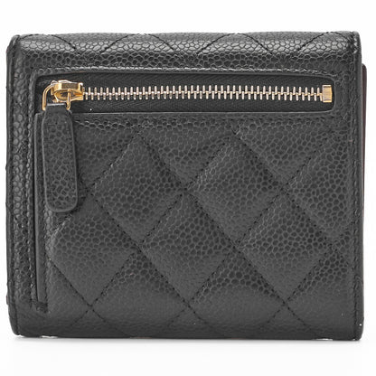CHANEL Compact Wallet, Matelasse, Caviar Skin, Black, Gold-Tone Hardware, Pre-Owned - Vintage La Charme
