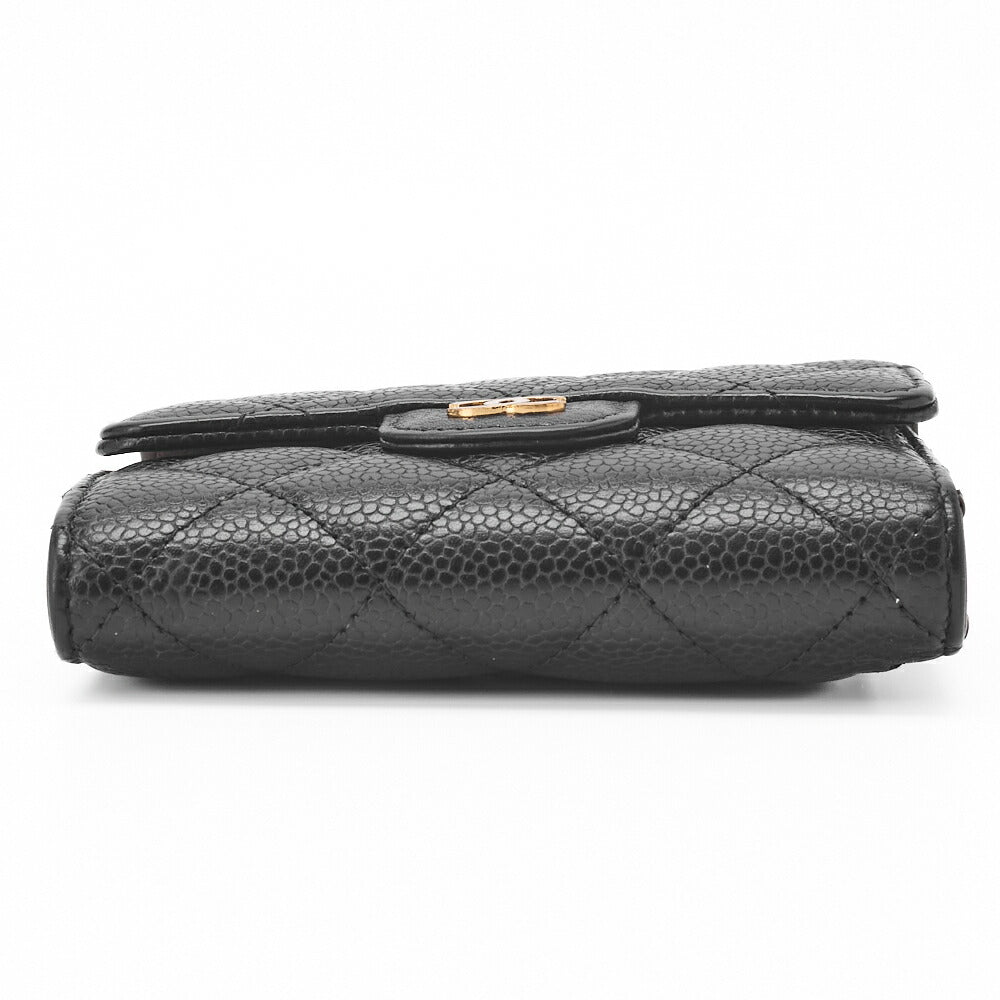 CHANEL Compact Wallet, Matelasse, Caviar Skin, Black, Gold-Tone Hardware, Pre-Owned - Vintage La Charme