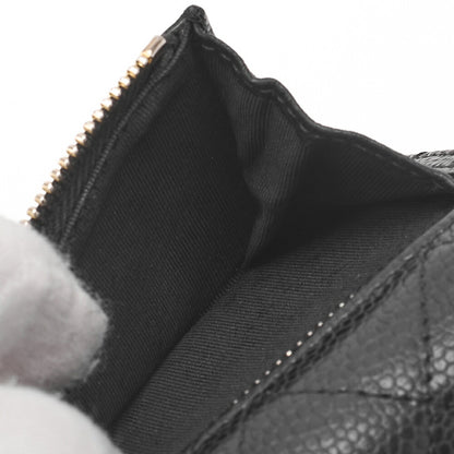 CHANEL Compact Wallet, Matelasse, Caviar Skin, Black, Gold-Tone Hardware, Pre-Owned - Vintage La Charme