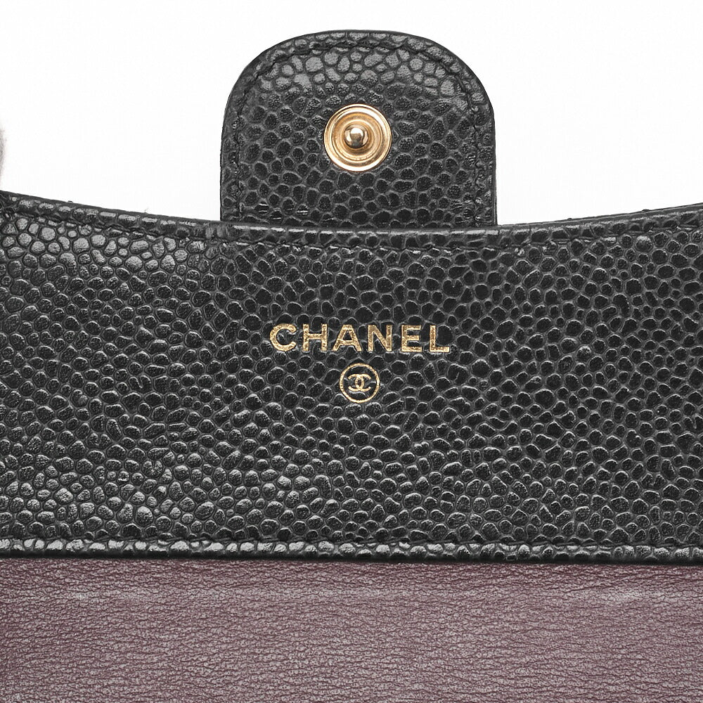 CHANEL Compact Wallet, Matelasse, Caviar Skin, Black, Gold-Tone Hardware, Pre-Owned - Vintage La Charme