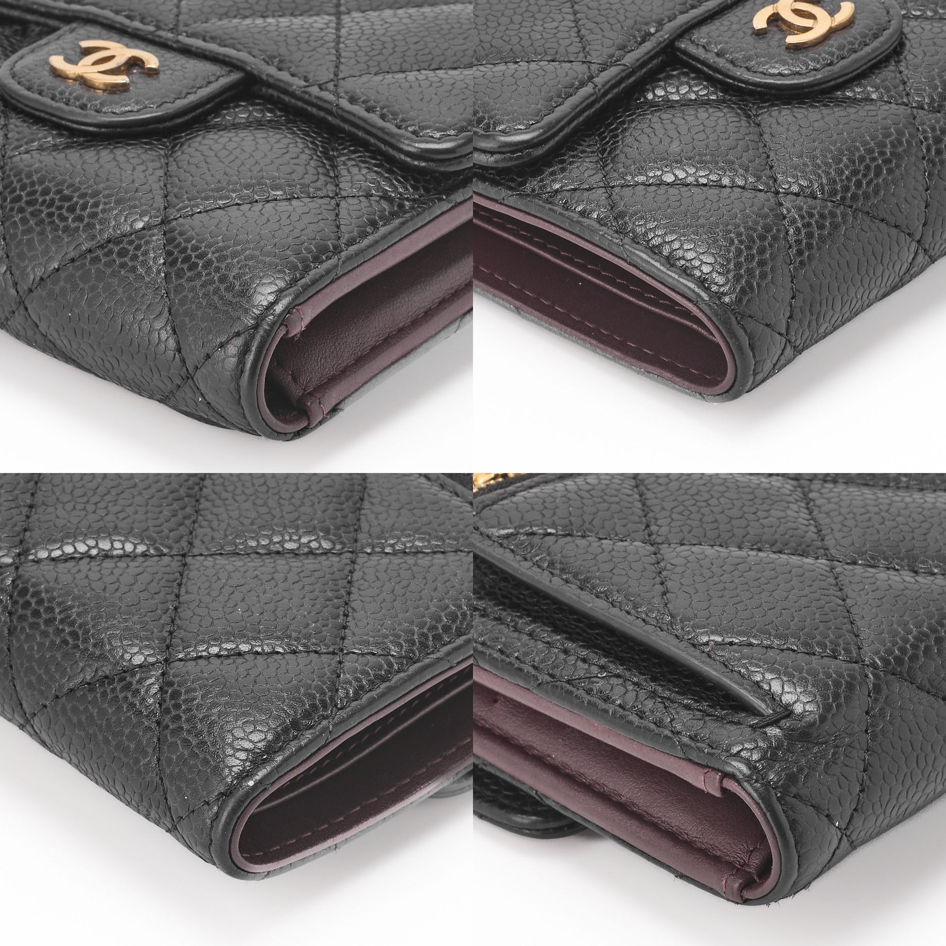 CHANEL Compact Wallet, Matelasse, Caviar Skin, Black, Gold-Tone Hardware, Pre-Owned - Vintage La Charme