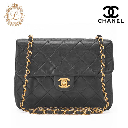 CHANEL Shoulder Bag Mini Matelasse Lambskin Black Gold-Tone Hardware Pre-Owned - Vintage La Charme