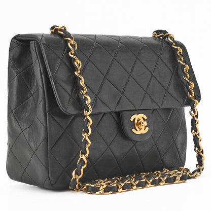 CHANEL Shoulder Bag Mini Matelasse Lambskin Black Gold-Tone Hardware Pre-Owned - Vintage La Charme