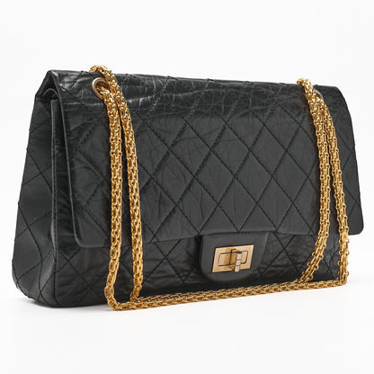 CHANEL Shoulder Bag, Deca Matelasse, Turn Lock, Vintage Calf Leather, Black, Gold-Tone Hardware, Pre-Owned - Vintage La Charme
