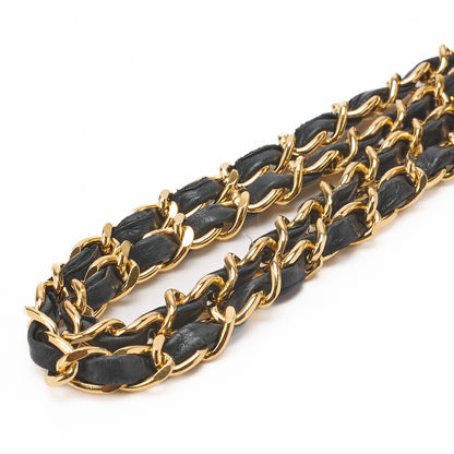 CHANEL Shoulder Bag Matelasse Plate Charm Lambskin Black Gold-Tone Hardware Pre-Owned - Vintage La Charme