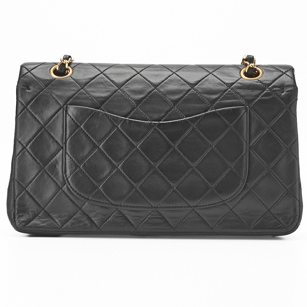 CHANEL Shoulder Bag Matelasse Double Flap Lambskin Black Gold-Tone Hardware Pre-Owned - Vintage La Charme