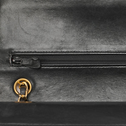 CHANEL Shoulder Bag Matelasse Double Flap Lambskin Black Gold-Tone Hardware Pre-Owned - Vintage La Charme