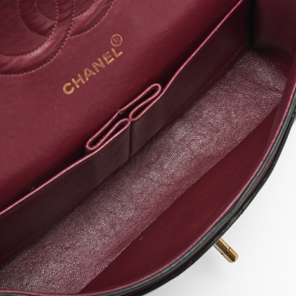 CHANEL Shoulder Bag Matelasse Double Flap Lambskin Black Gold-Tone Hardware Pre-Owned - Vintage La Charme