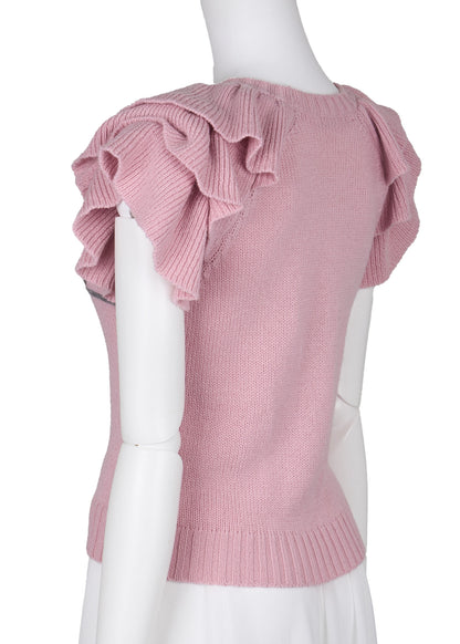 Dior T-Shirt, Cut-and-Sew, Cashmere, Pink, Silver-Tone Hardware, Pre-Owned - Vintage La Charme