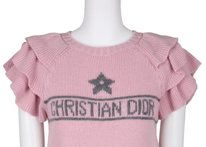 Dior T-Shirt, Cut-and-Sew, Cashmere, Pink, Silver-Tone Hardware, Pre-Owned - Vintage La Charme