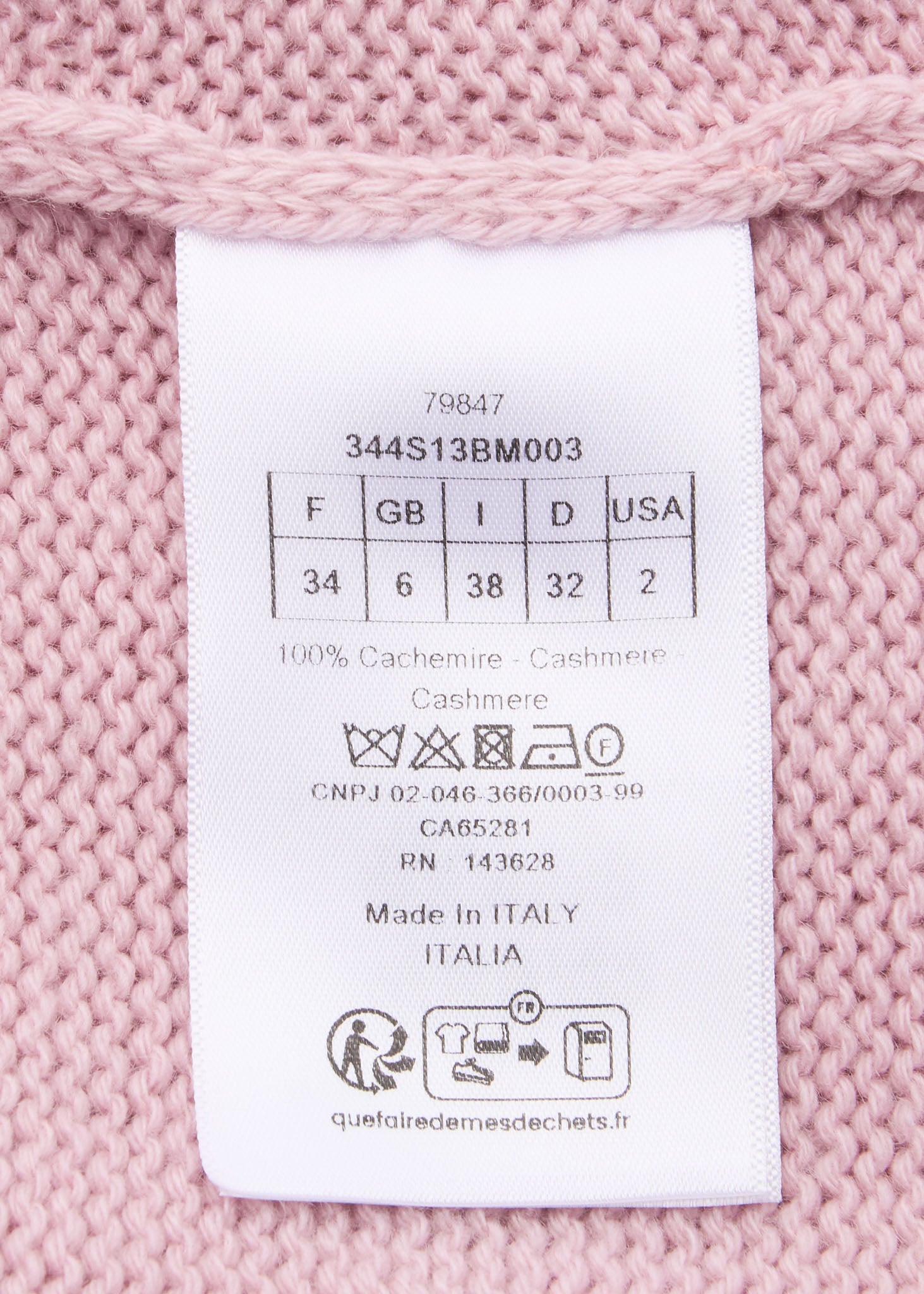 Dior T-Shirt, Cut-and-Sew, Cashmere, Pink, Silver-Tone Hardware, Pre-Owned - Vintage La Charme