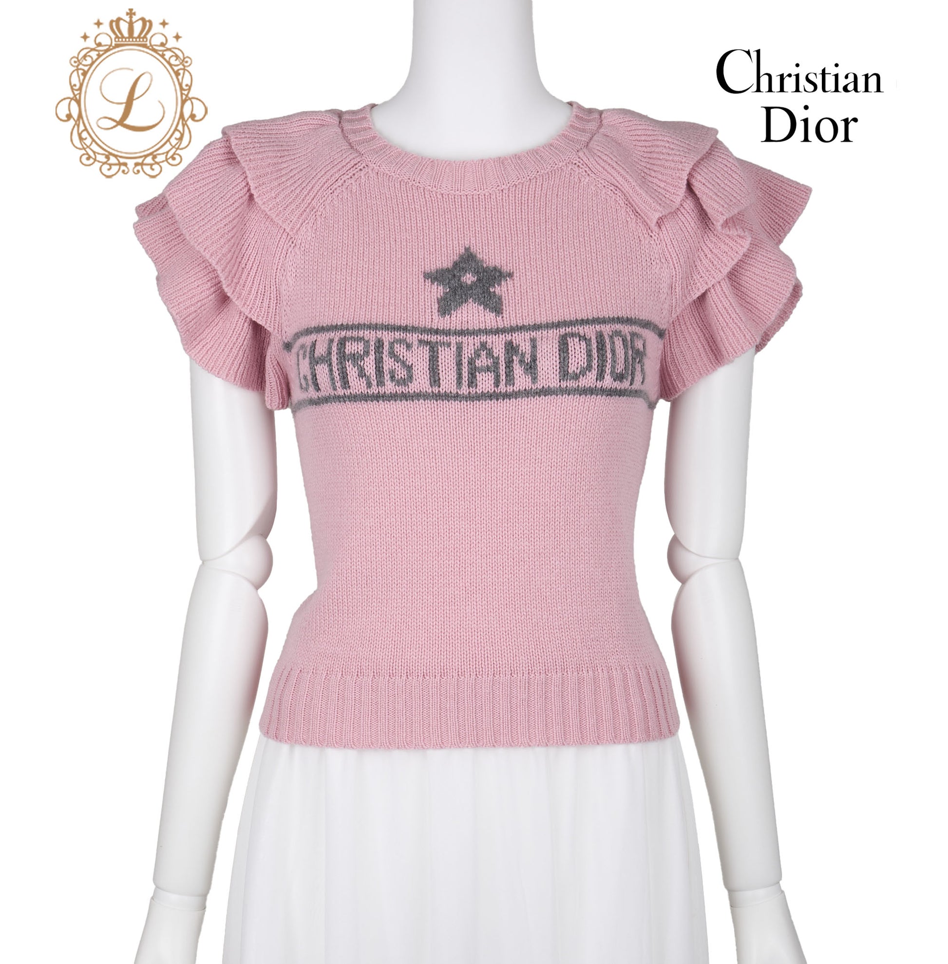Dior T-Shirt, Cut-and-Sew, Cashmere, Pink, Silver-Tone Hardware, Pre-Owned - Vintage La Charme