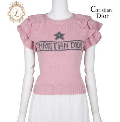 Dior T-Shirt, Cut-and-Sew, Cashmere, Pink, Silver-Tone Hardware, Pre-Owned - Vintage La Charme