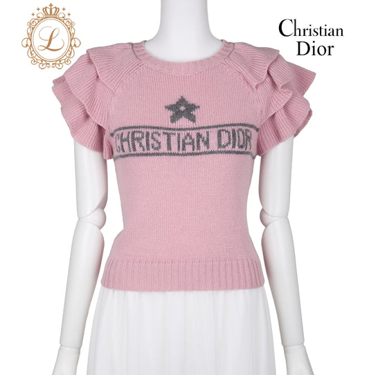 Dior T-Shirt, Cut-and-Sew, Cashmere, Pink, Silver-Tone Hardware, Pre-Owned - Vintage La Charme