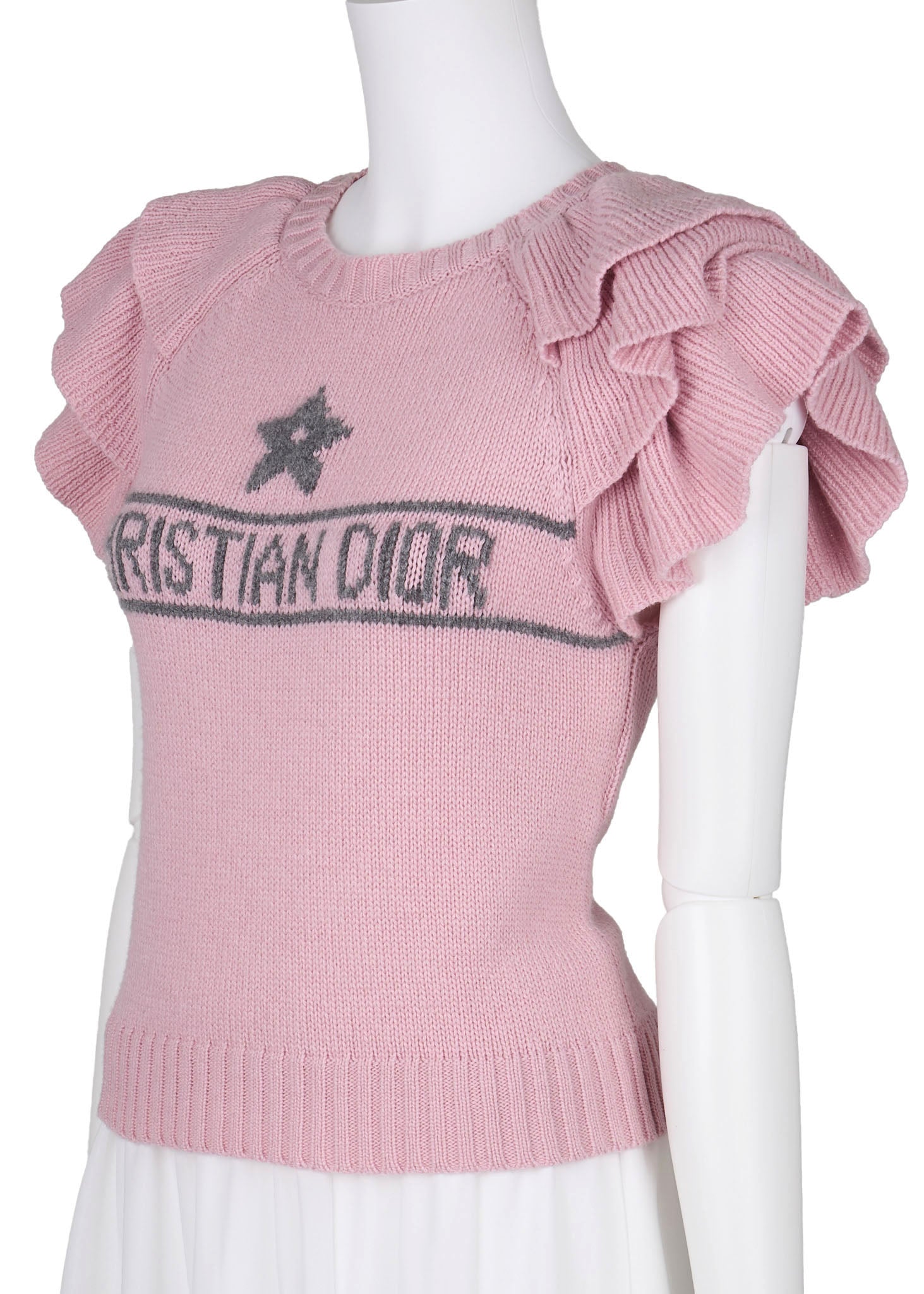 Dior T-Shirt, Cut-and-Sew, Cashmere, Pink, Silver-Tone Hardware, Pre-Owned - Vintage La Charme