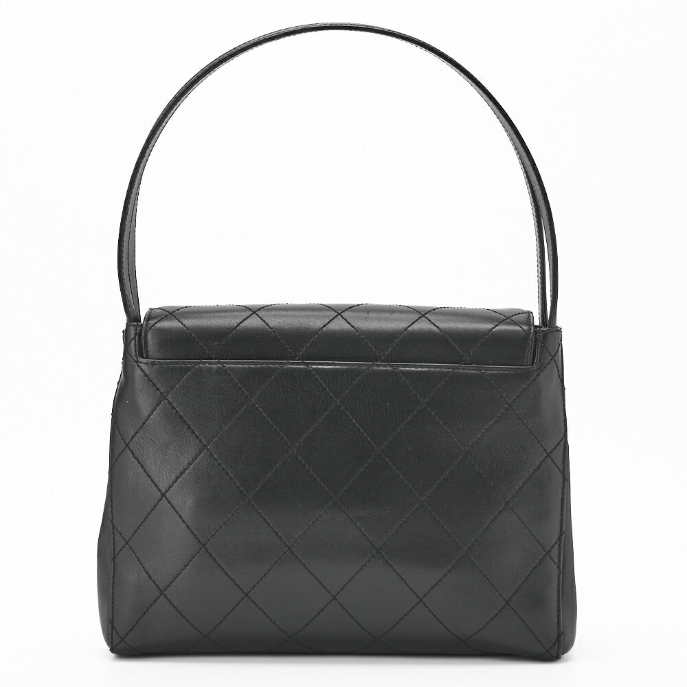 CHANEL Handbag Matelasse Turn Lock V Flap Calfskin Black Gold-Tone Hardware Pre-Owned - Vintage La Charme