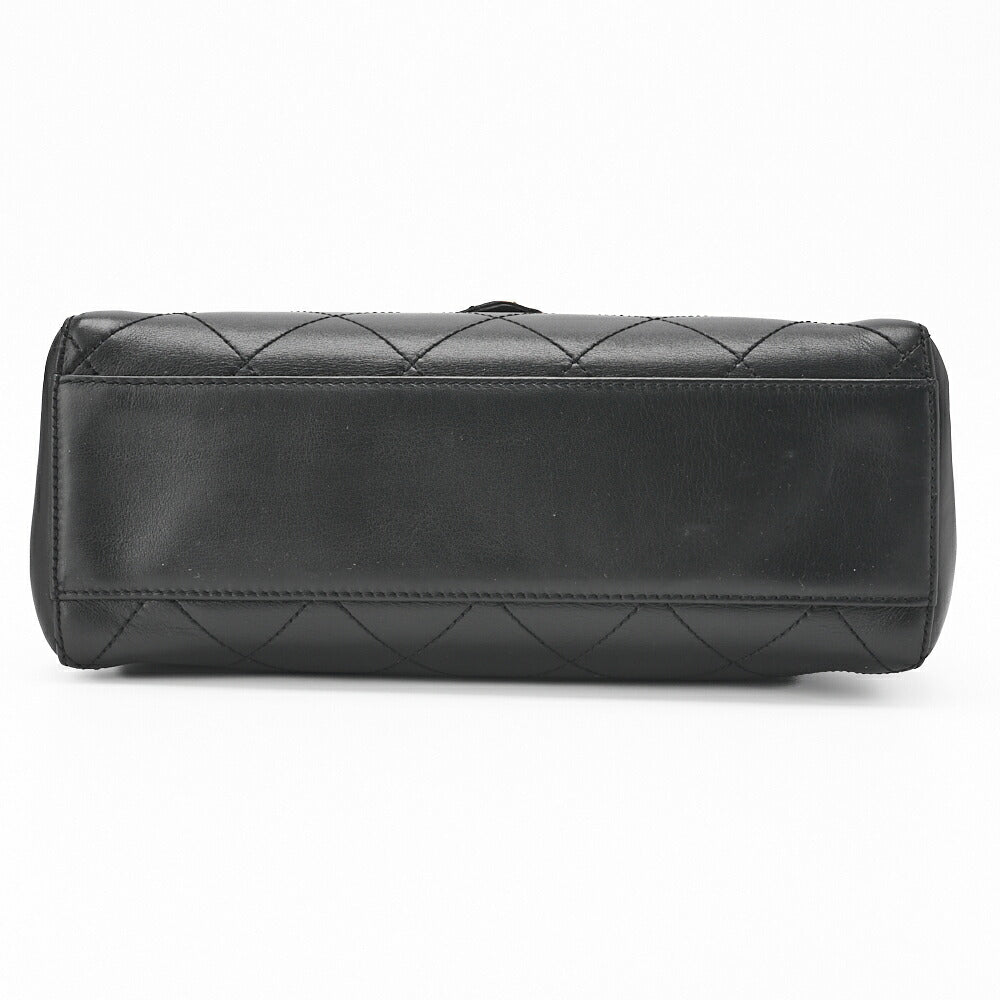 CHANEL Handbag Matelasse Turn Lock V Flap Calfskin Black Gold-Tone Hardware Pre-Owned - Vintage La Charme
