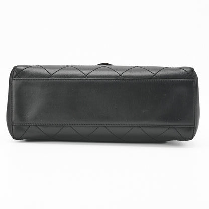 CHANEL Handbag Matelasse Turn Lock V Flap Calfskin Black Gold-Tone Hardware Pre-Owned - Vintage La Charme