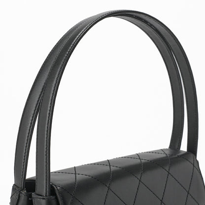 CHANEL Handbag Matelasse Turn Lock V Flap Calfskin Black Gold-Tone Hardware Pre-Owned - Vintage La Charme