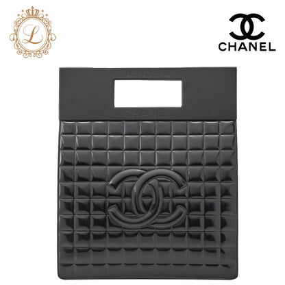 Chanel Shoulder Bag Chocolate Bar Enamel Black Silver-Tone Hardware Pre-Owned - Vintage La Charme