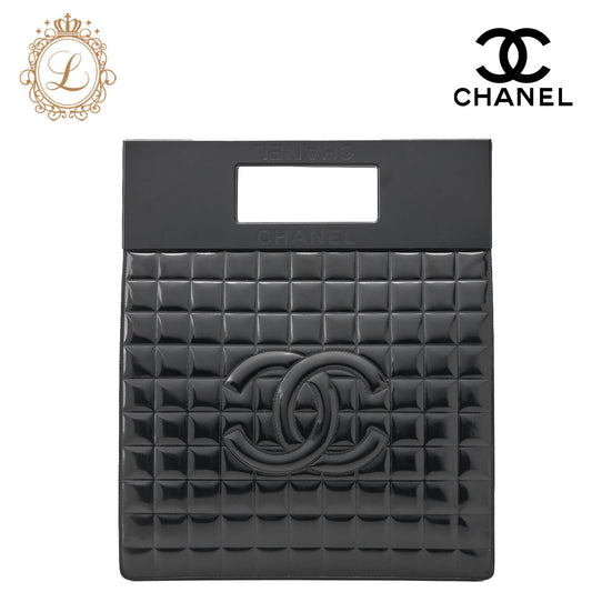 Chanel Shoulder Bag Chocolate Bar Enamel Black Silver-Tone Hardware Pre-Owned - Vintage La Charme