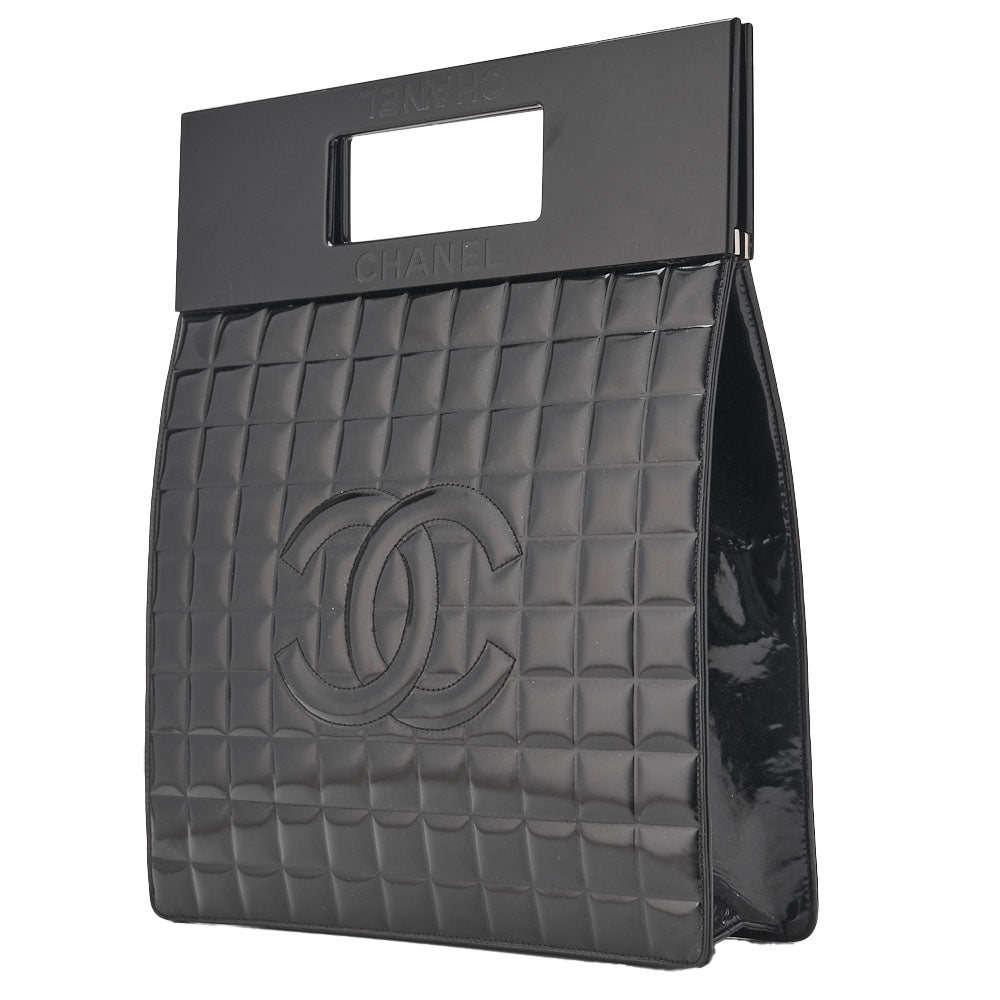Chanel Shoulder Bag Chocolate Bar Enamel Black Silver-Tone Hardware Pre-Owned - Vintage La Charme