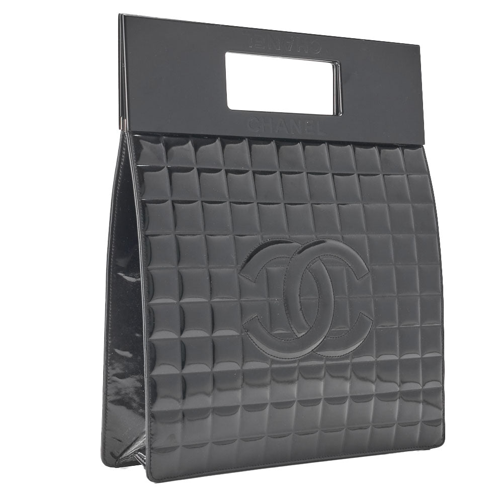 Chanel Shoulder Bag Chocolate Bar Enamel Black Silver-Tone Hardware Pre-Owned - Vintage La Charme