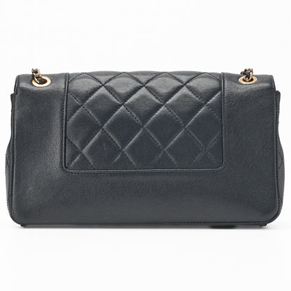 CHANEL Shoulder Bag Matelasse Calfskin Navy Gold-Tone Hardware Pre-Owned - Vintage La Charme