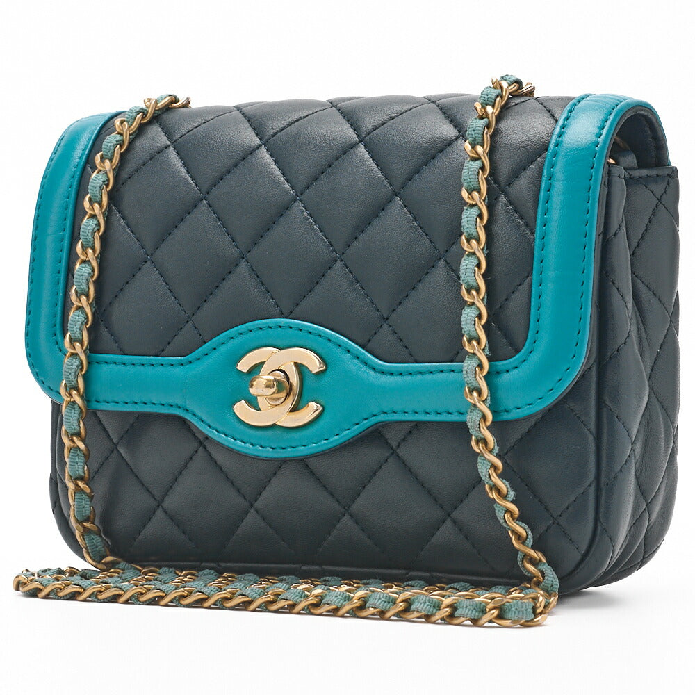 CHANEL Mini Shoulder Bag Matelasse Turn Lock Lambskin Bicolor Gold-Tone Hardware Pre-Owned - Vintage La Charme